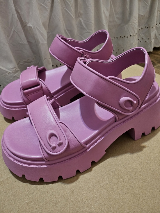 Coach Shoes - Coach Brynn Pink Platform Sandals with Hook-and-Loop Straps 7.5